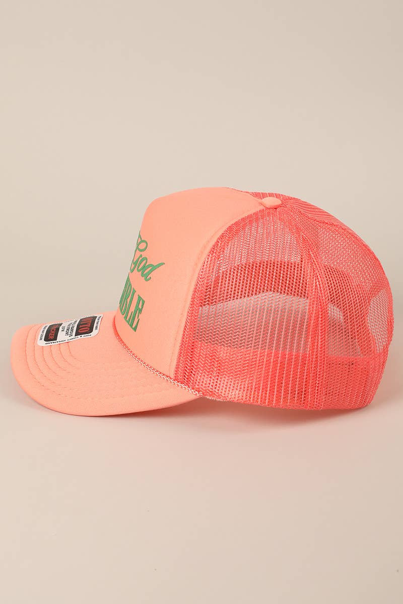 "With God All Things Are Possible" Mesh Back Trucker: CORAL