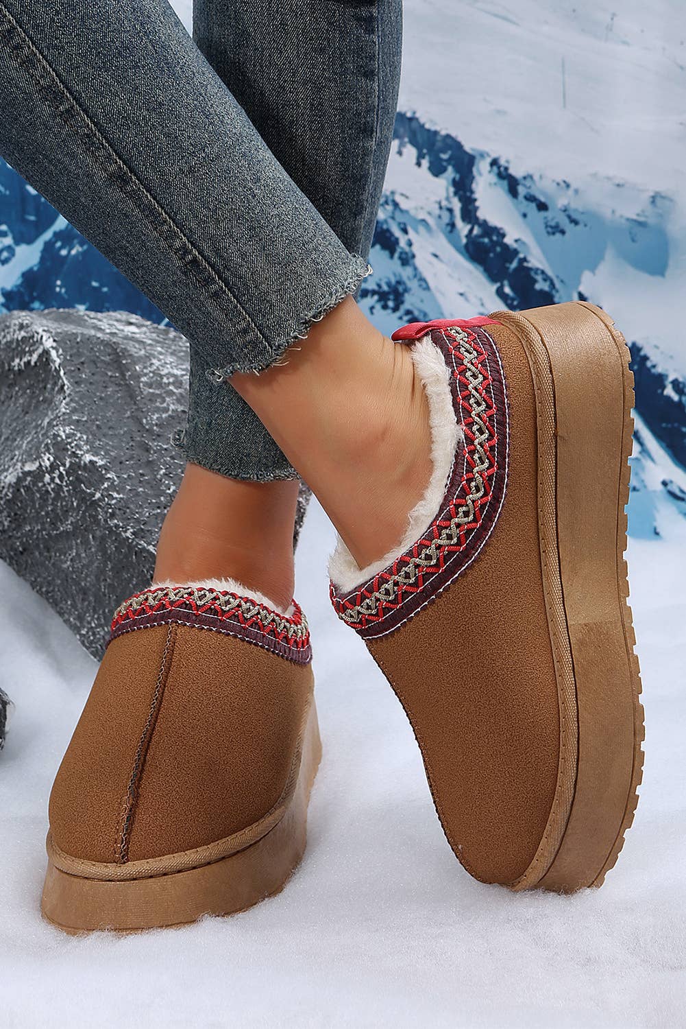 Casual & Cozy Plush Lined Slip Ons: Chestnut