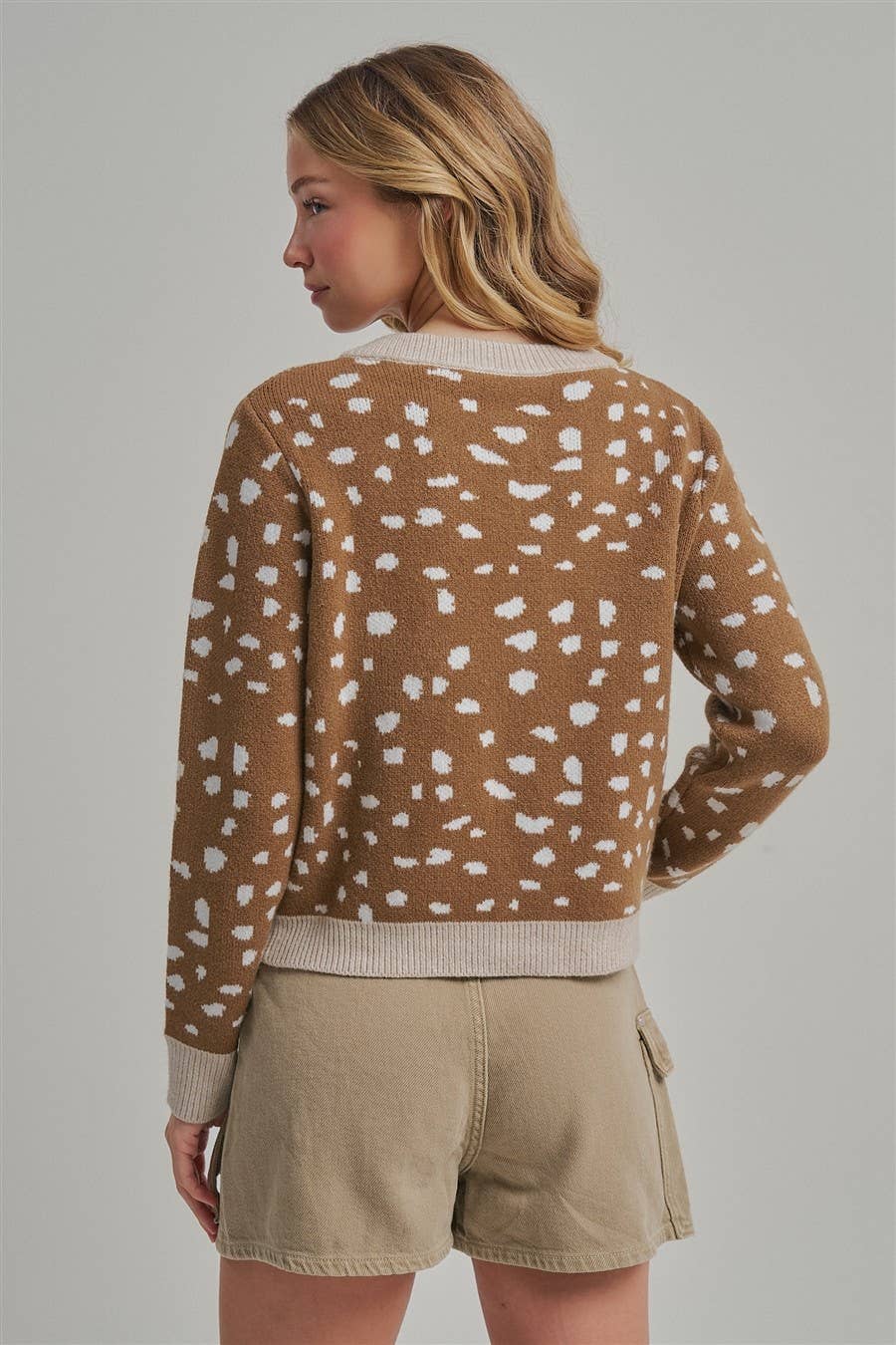 SOFT COZY DEER PATTERN FALL SWEATER TOP_JLT00521-01: BROWN/OATMEAL / S-M-L(2-2-2)