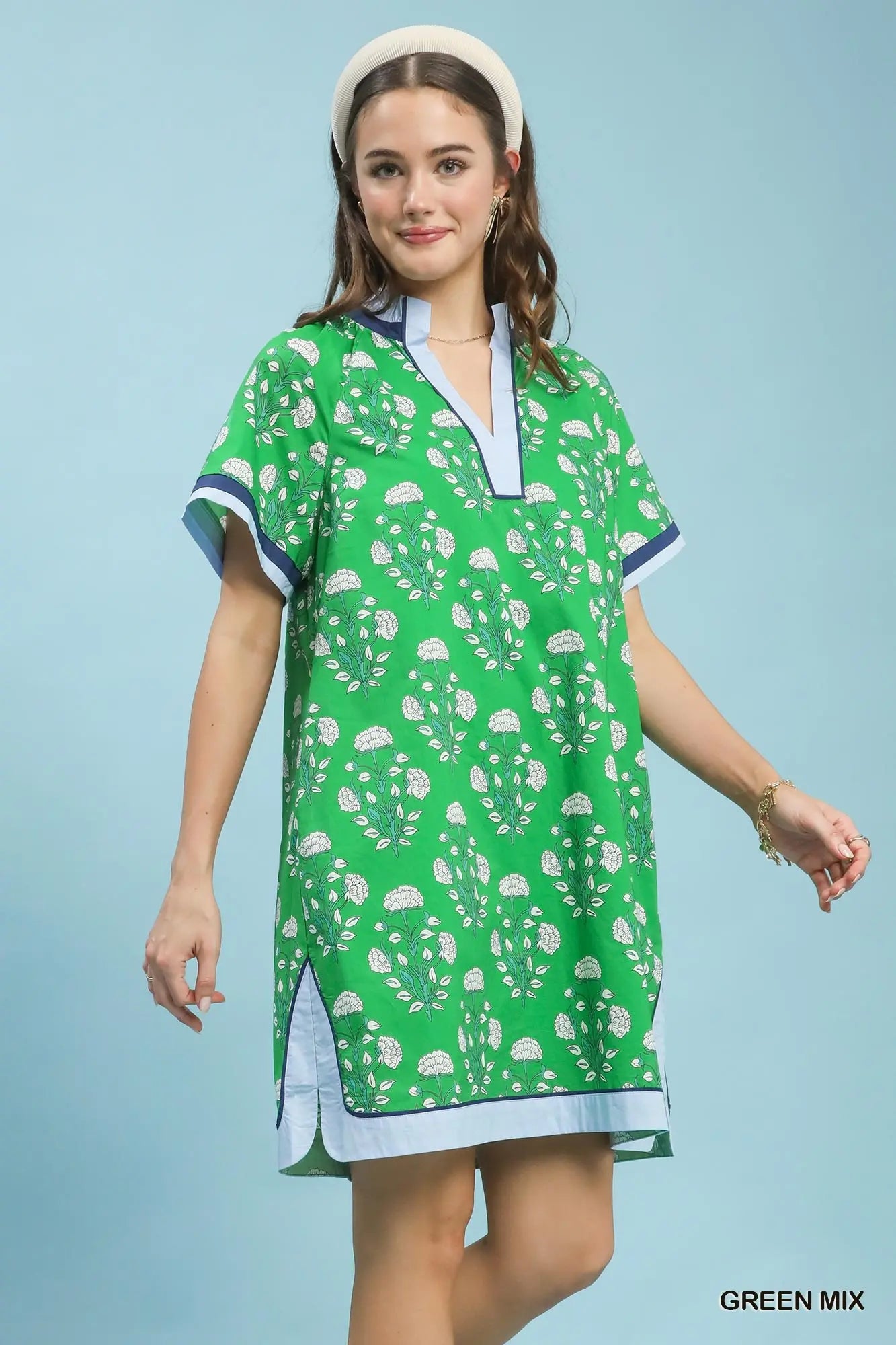 Green Botanical Cotton Shift Dress