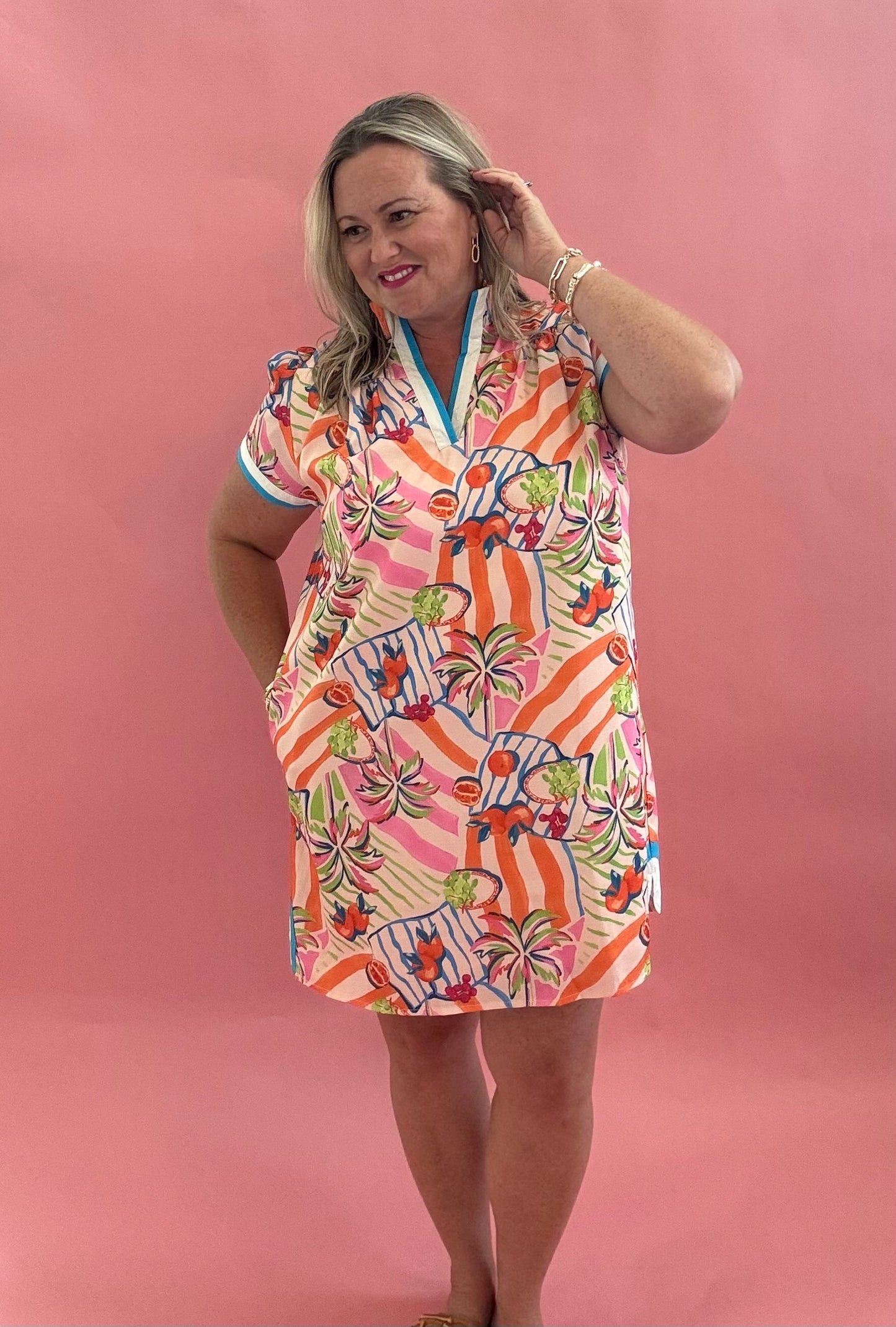 Tropical Print Shift Dress