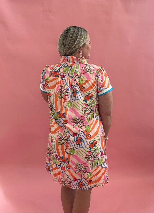 Tropical Print Shift Dress