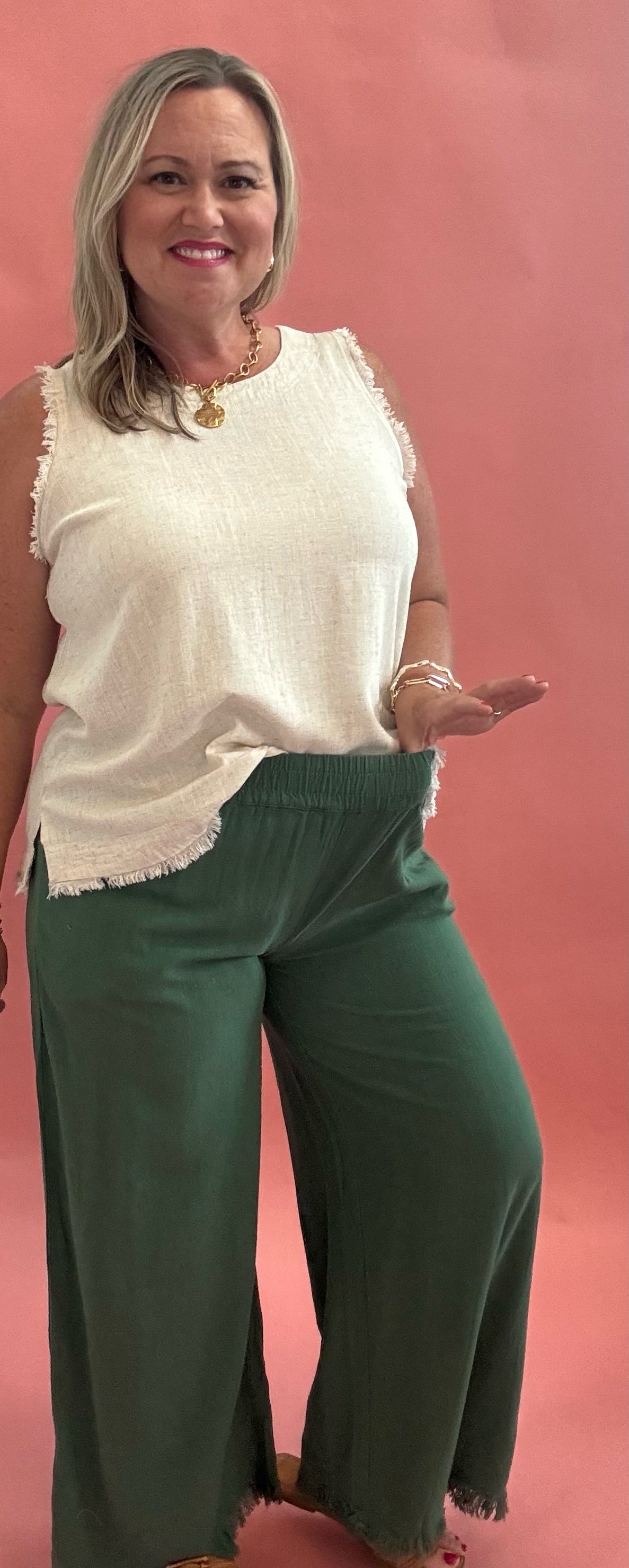 Royal Palm Frayed Wide Leg Pants