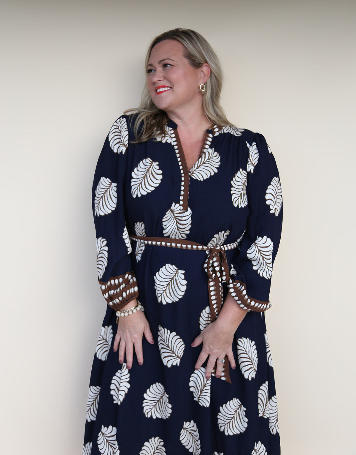 Midnight Palm Border Print Midi Dress