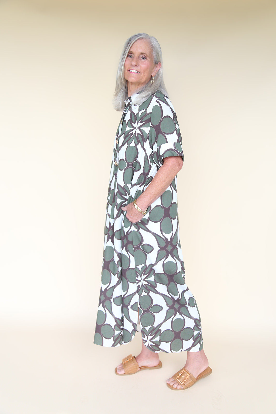 Laurel Dress with Gold Buttons