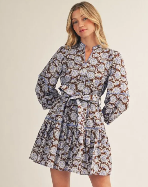 Kinsley Brown & Blue Floral Dress