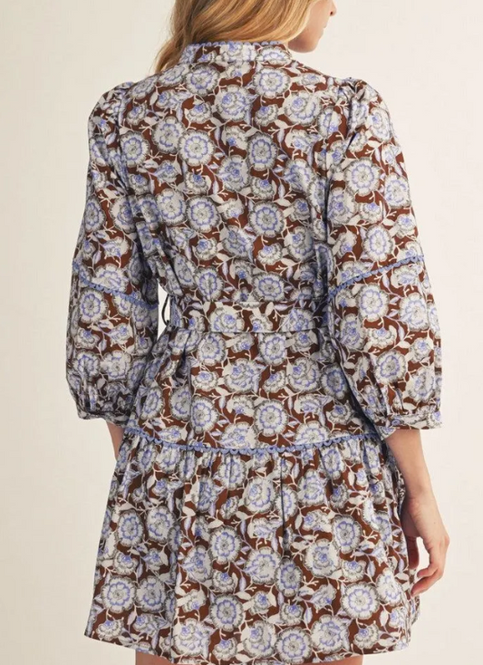 Kinsley Brown & Blue Floral Dress