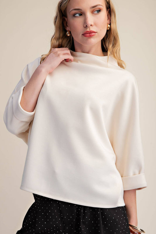 Mock Neck Sweatshirt: Black / S