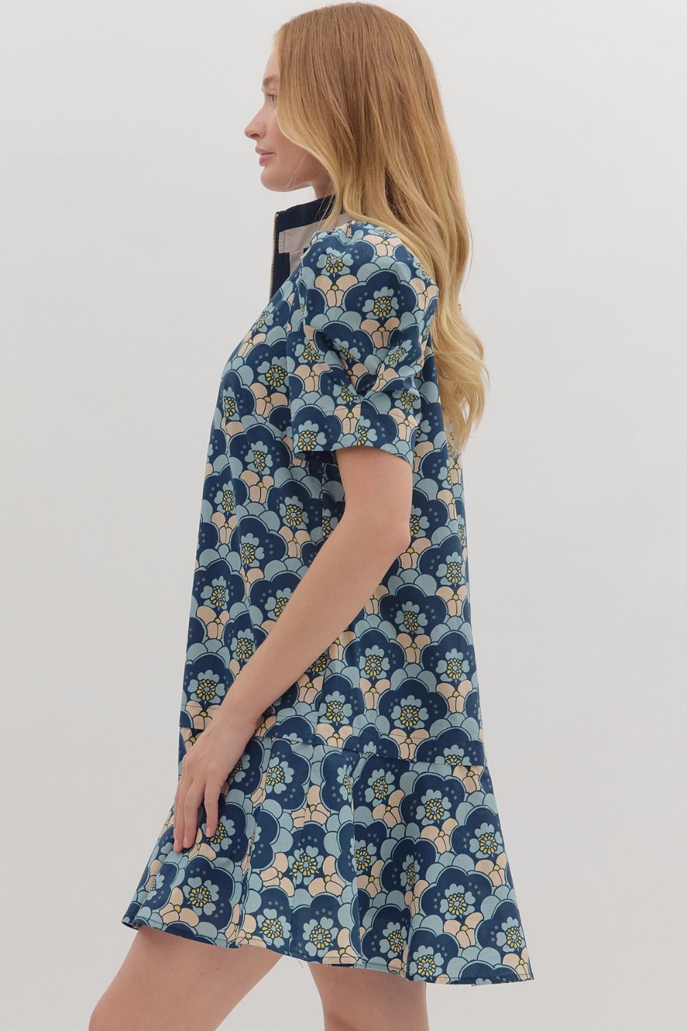 Reilly Retro Puff Sleeve Collared Dress
