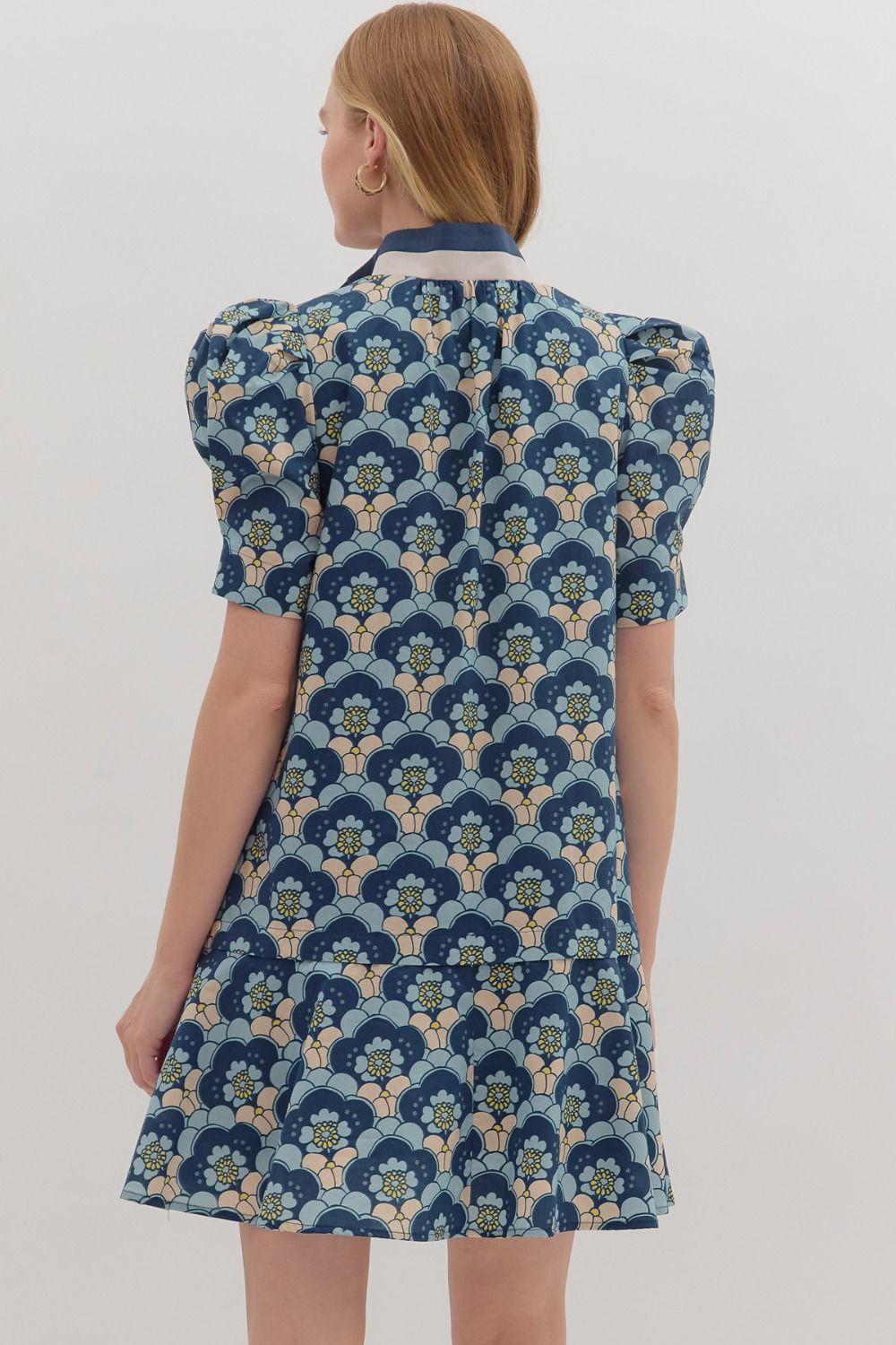 Reilly Retro Puff Sleeve Collared Dress