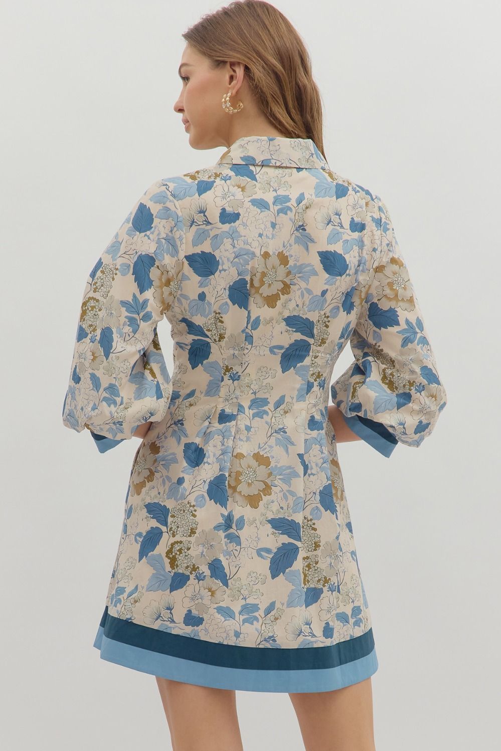 Blue Floral Collar Dress