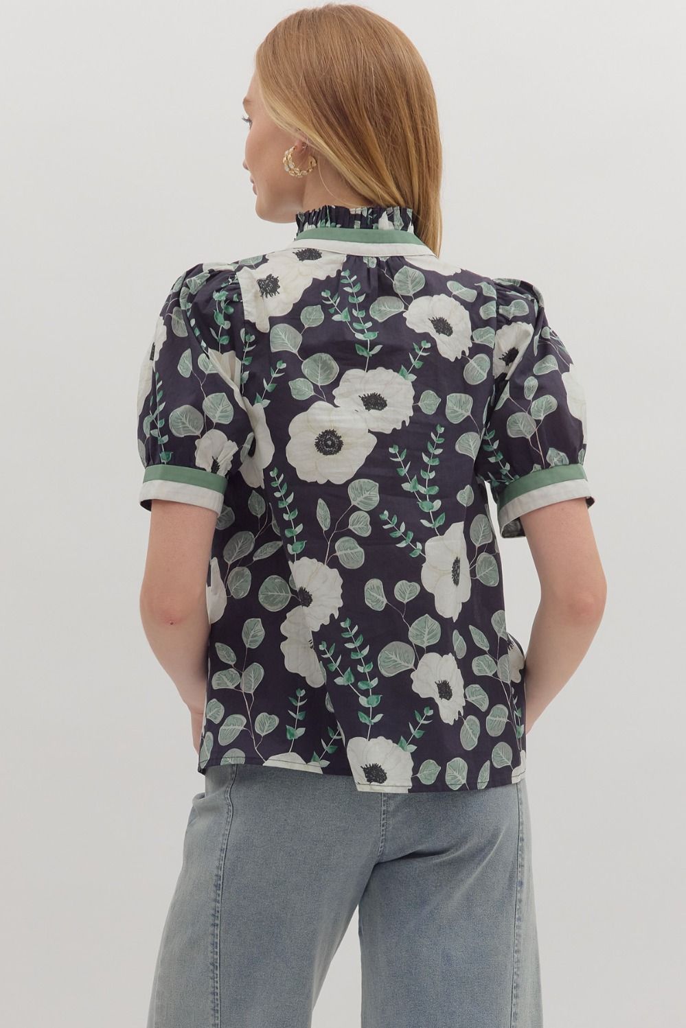 Poppy Floral Short Puff Sleeve Top