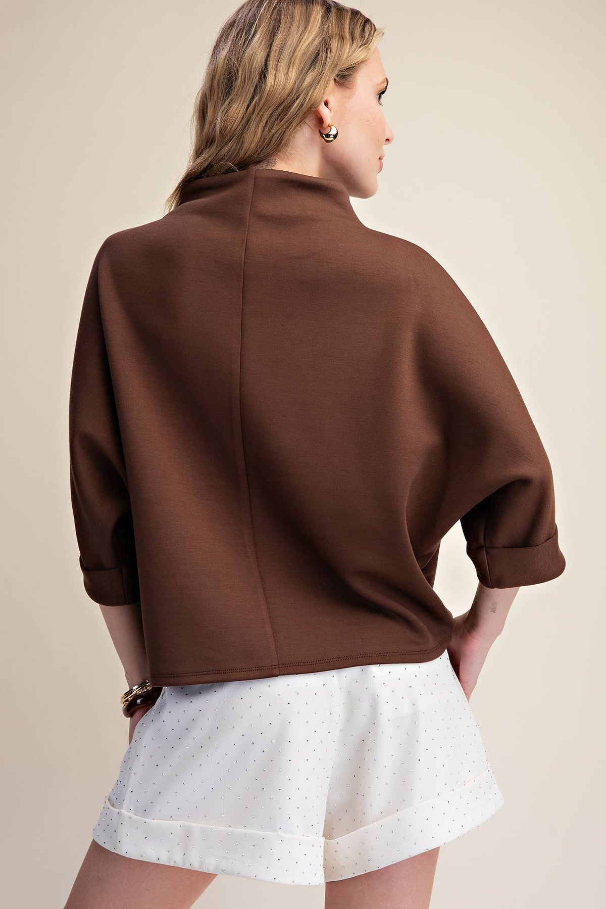 Mock Neck Sweatshirt: Black / M