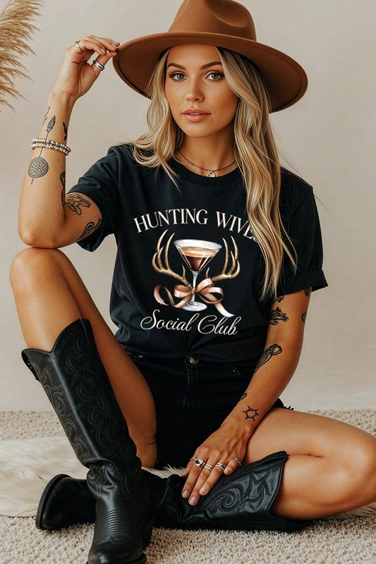 Hunting Wives Social Club Tee-Black