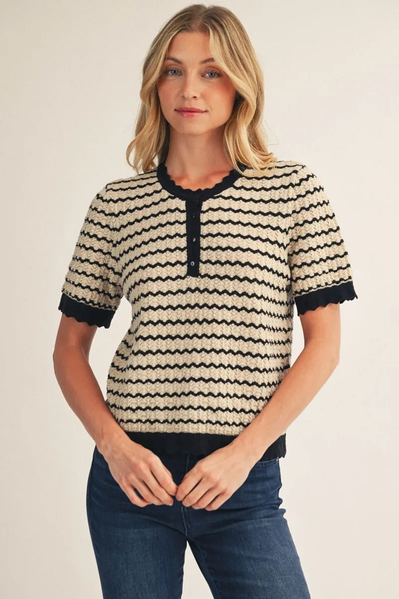 Parisian Scalloped Knit Top