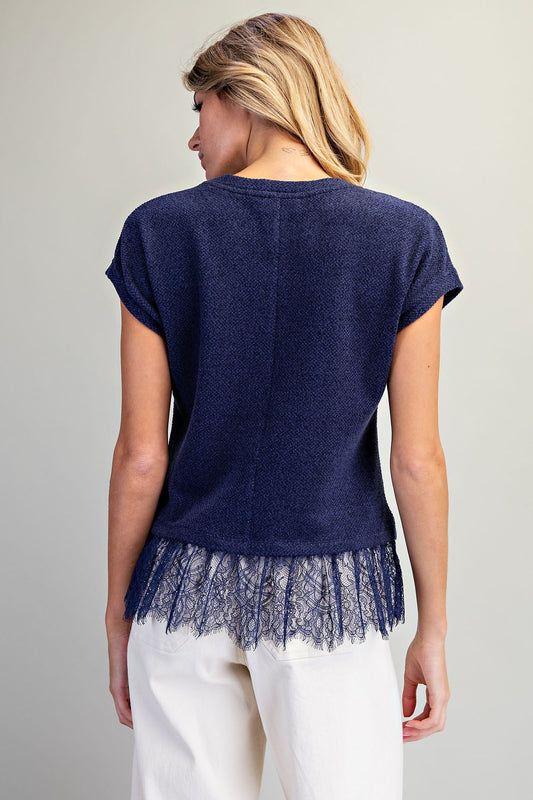 Midnight Muse Lace Hem Top