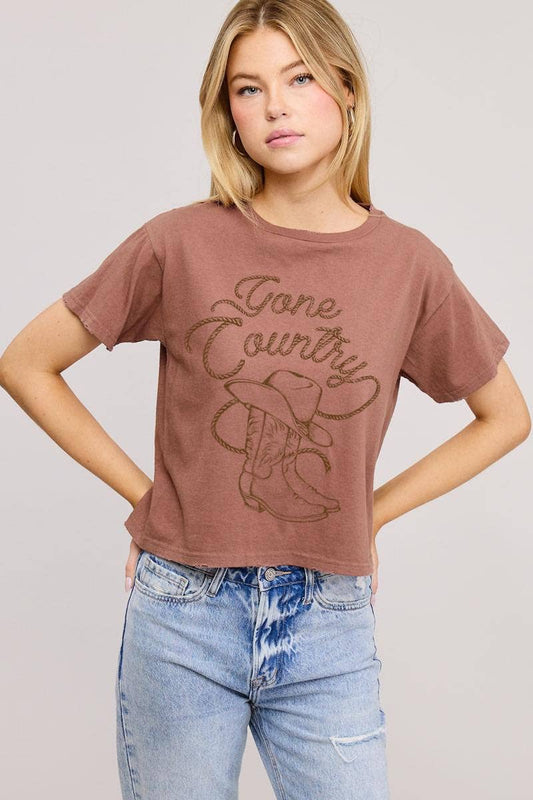 Gone Country Graphic Seamless Faux Crop: BROWN