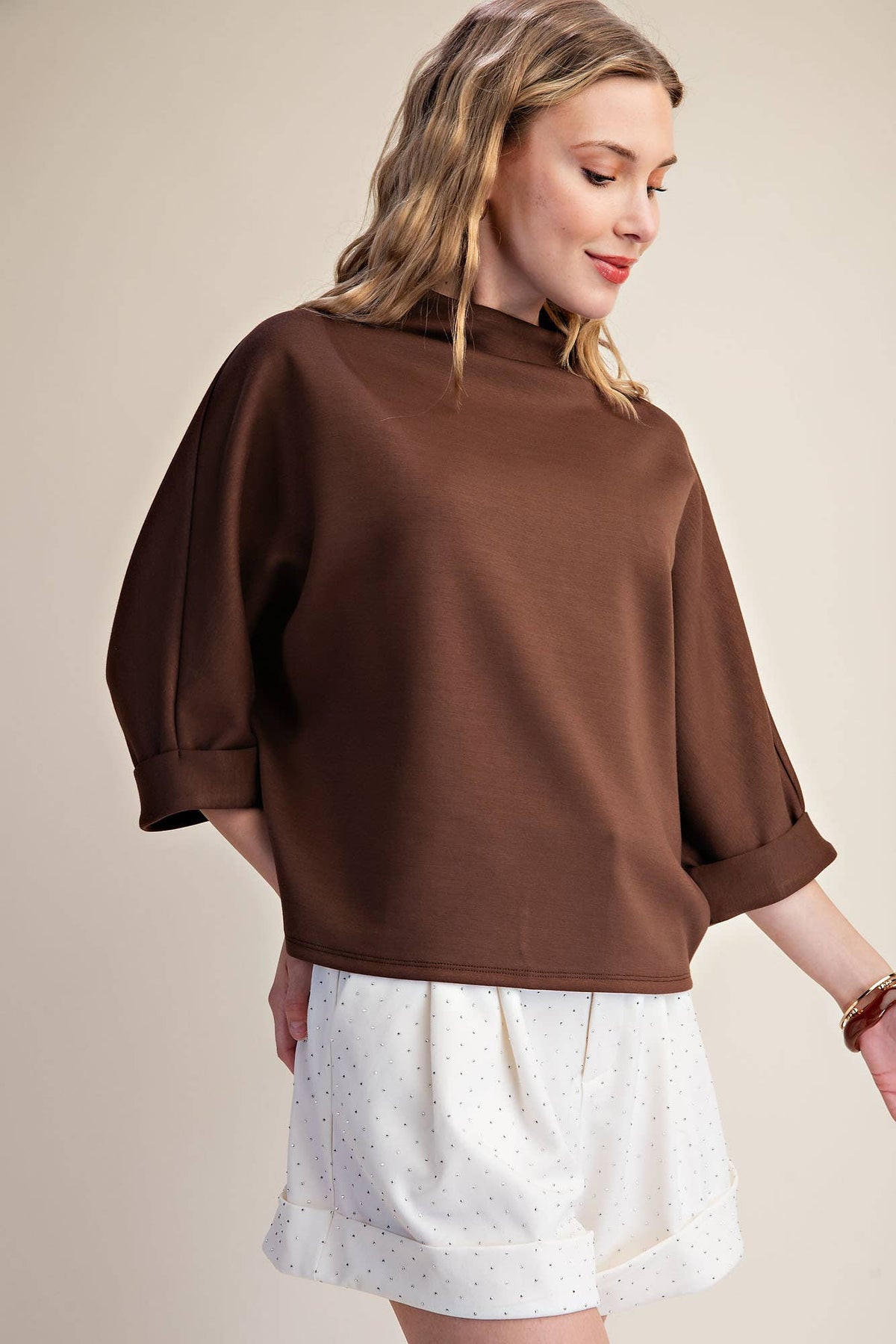 Mock Neck Sweatshirt: Black / M