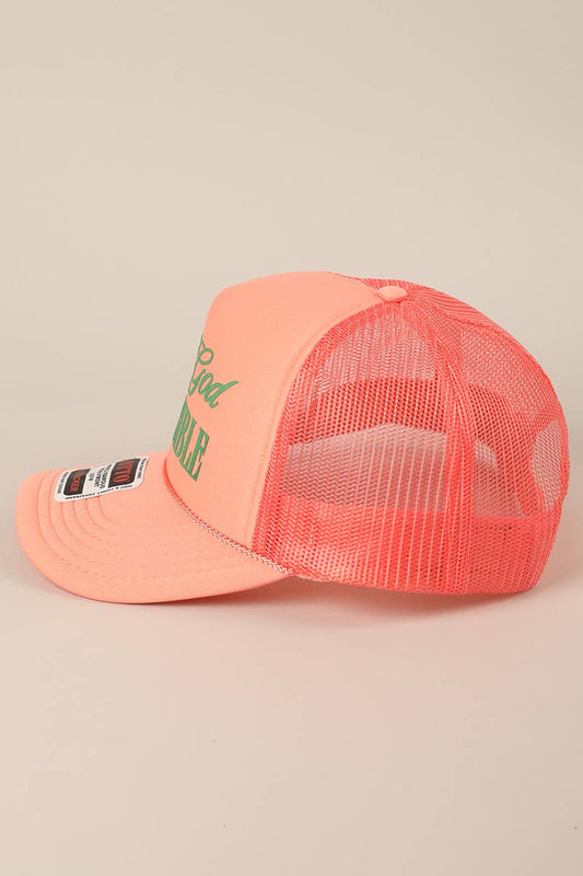 "With God All Things Are Possible" Mesh Back Trucker: CORAL