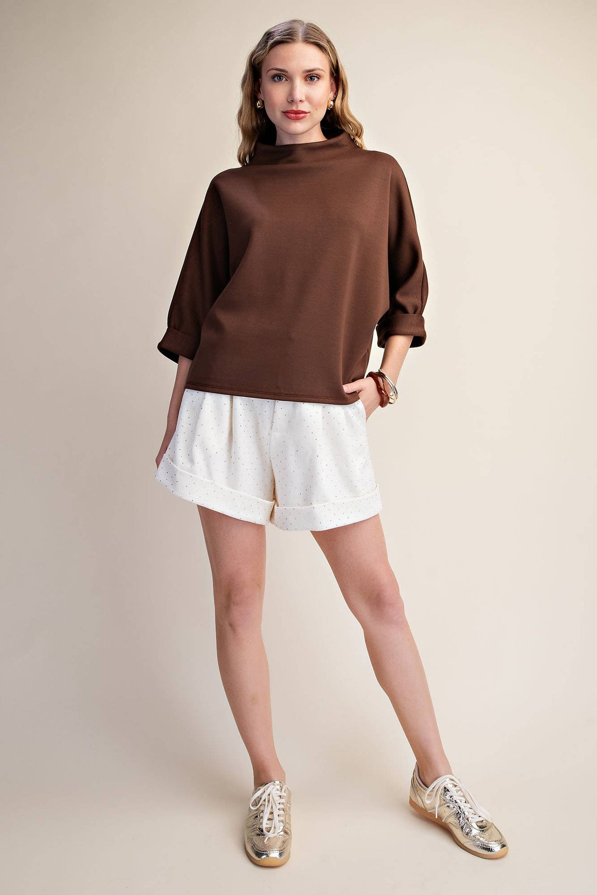 Mock Neck Sweatshirt: Black / S