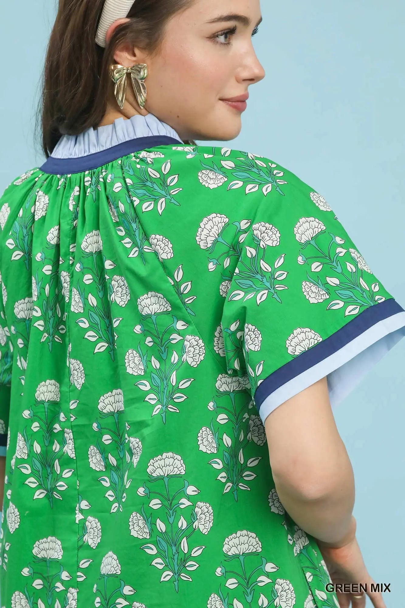 Green Botanical Cotton Shift Dress