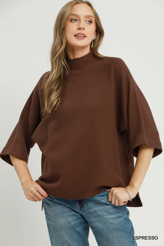 Espresso Mock-Neck Sweater Top