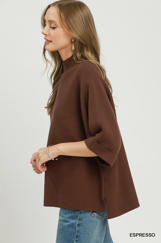 Espresso Mock-Neck Sweater Top