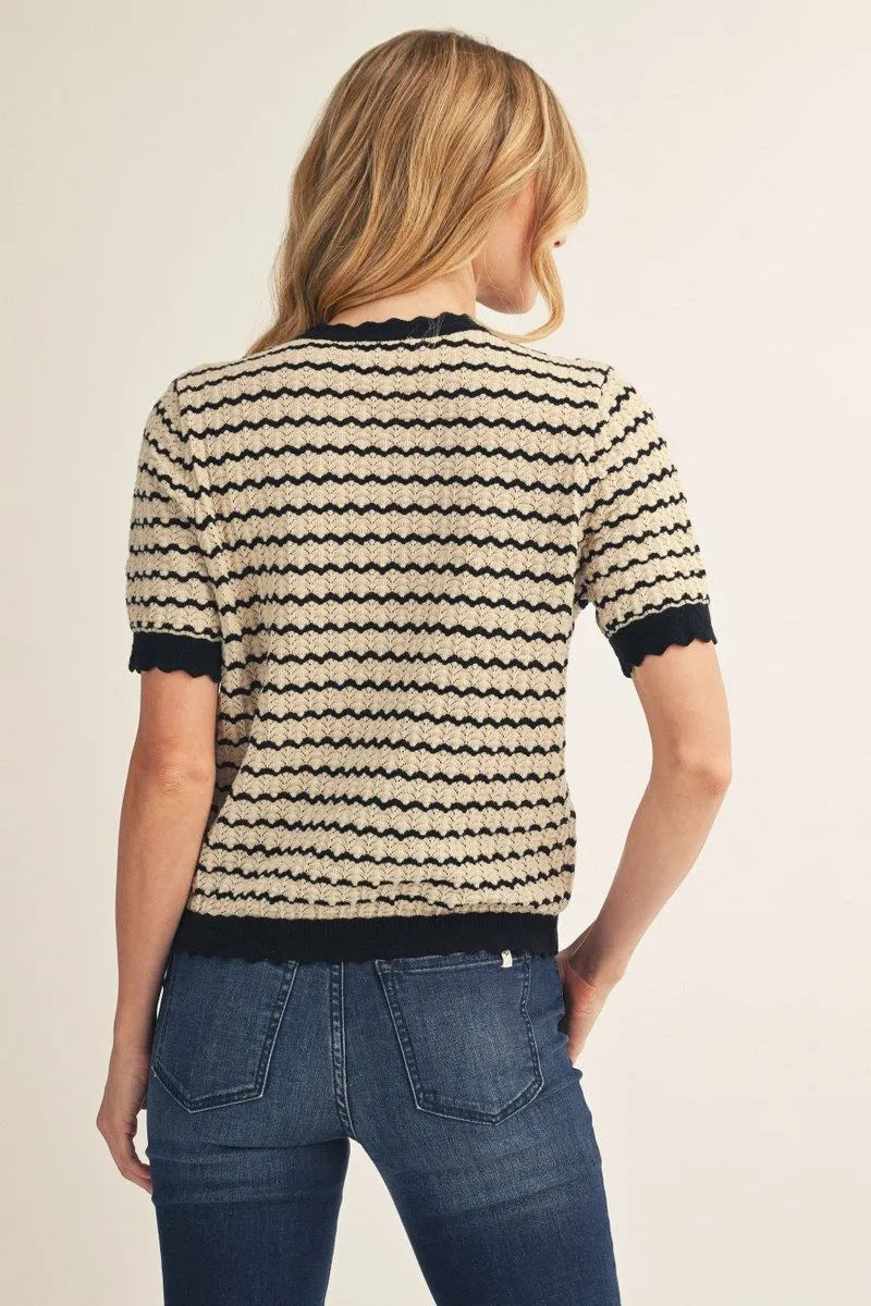 Parisian Scalloped Knit Top