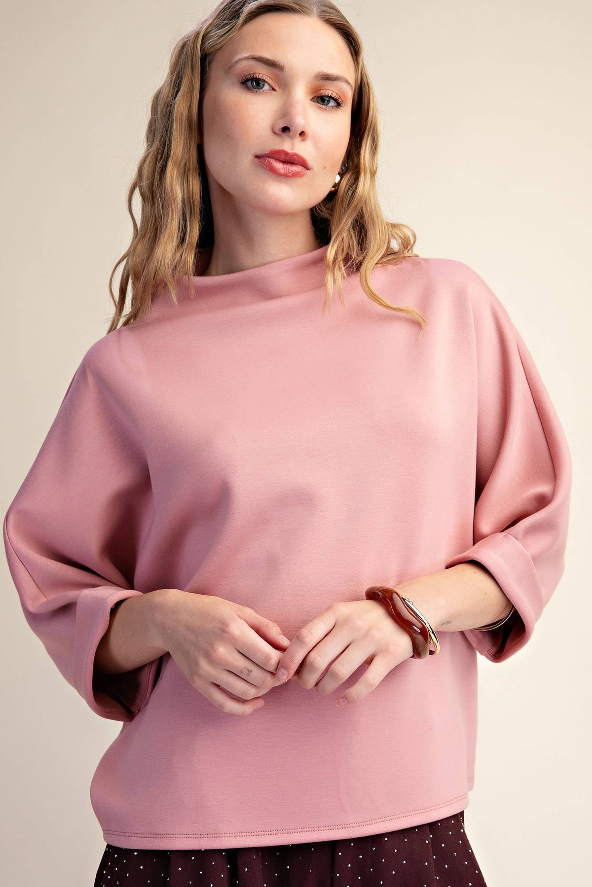 Mock Neck Sweatshirt: Black / M