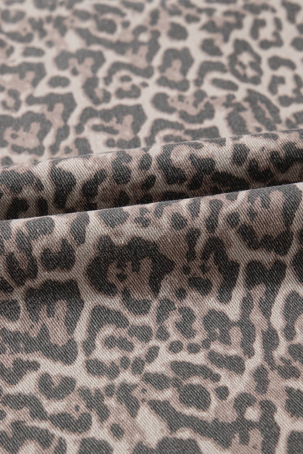 Leopard Frayed Edge Wide Leg High Waist Jeans: Brown