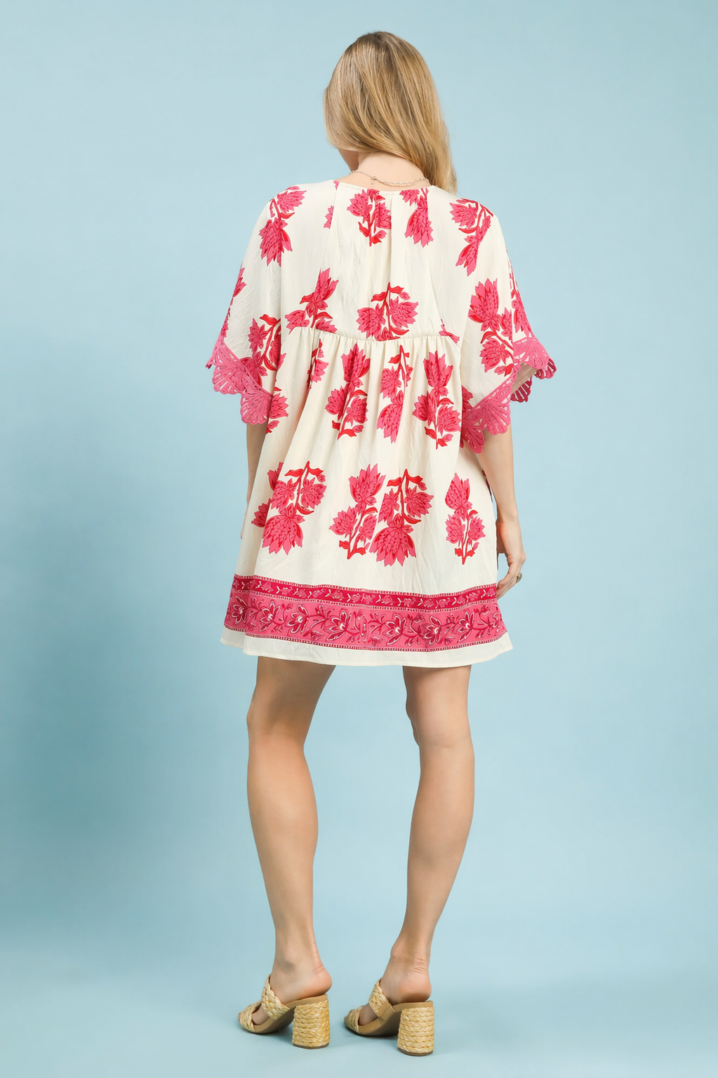 Pink Lace Trim Tunic Dress