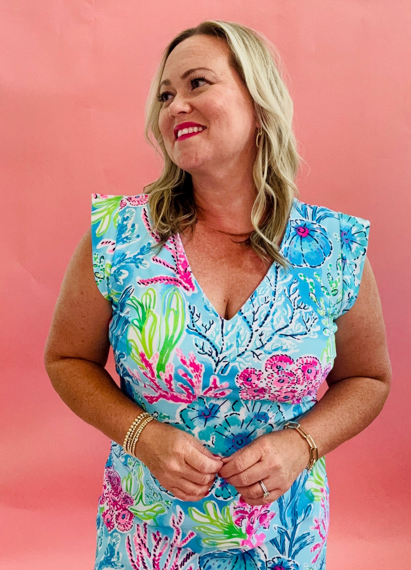 Coral Reef Escape Cap Sleeve Dress