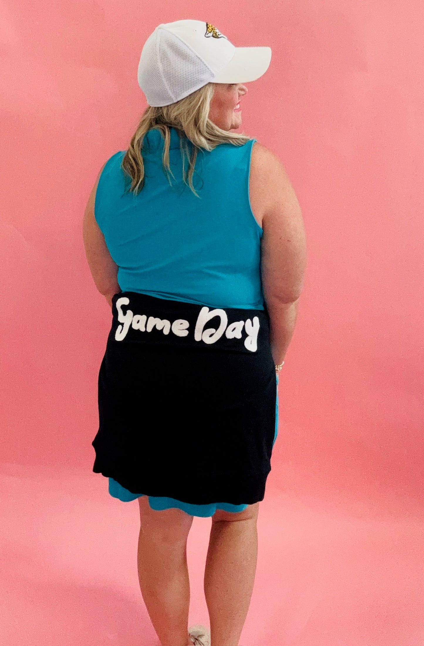 Teal Ruffle V-neck Sleeveless Dress