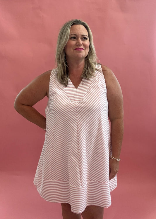 Bermuda Pink Sleeveless Striped Dress