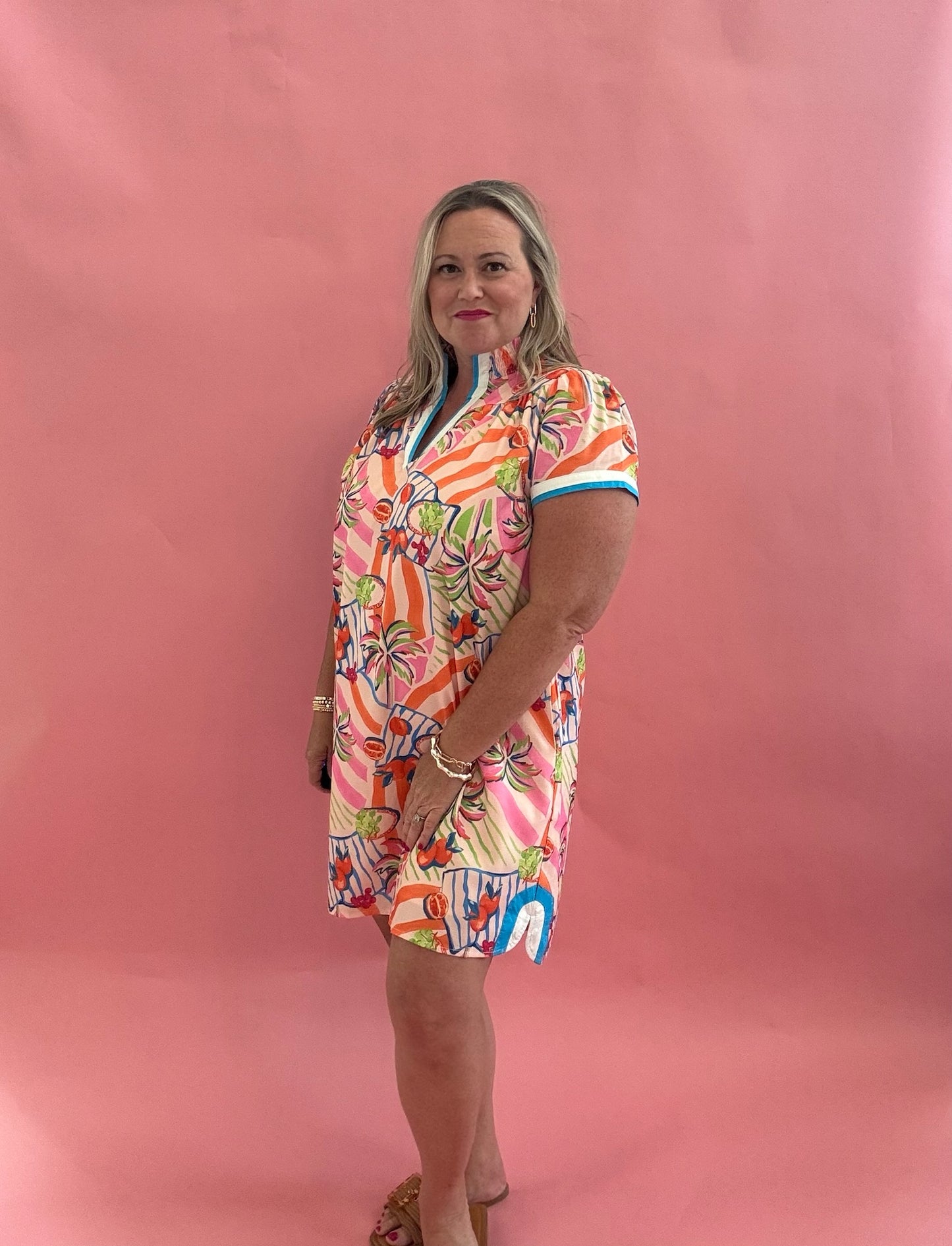 Tropical Print Shift Dress