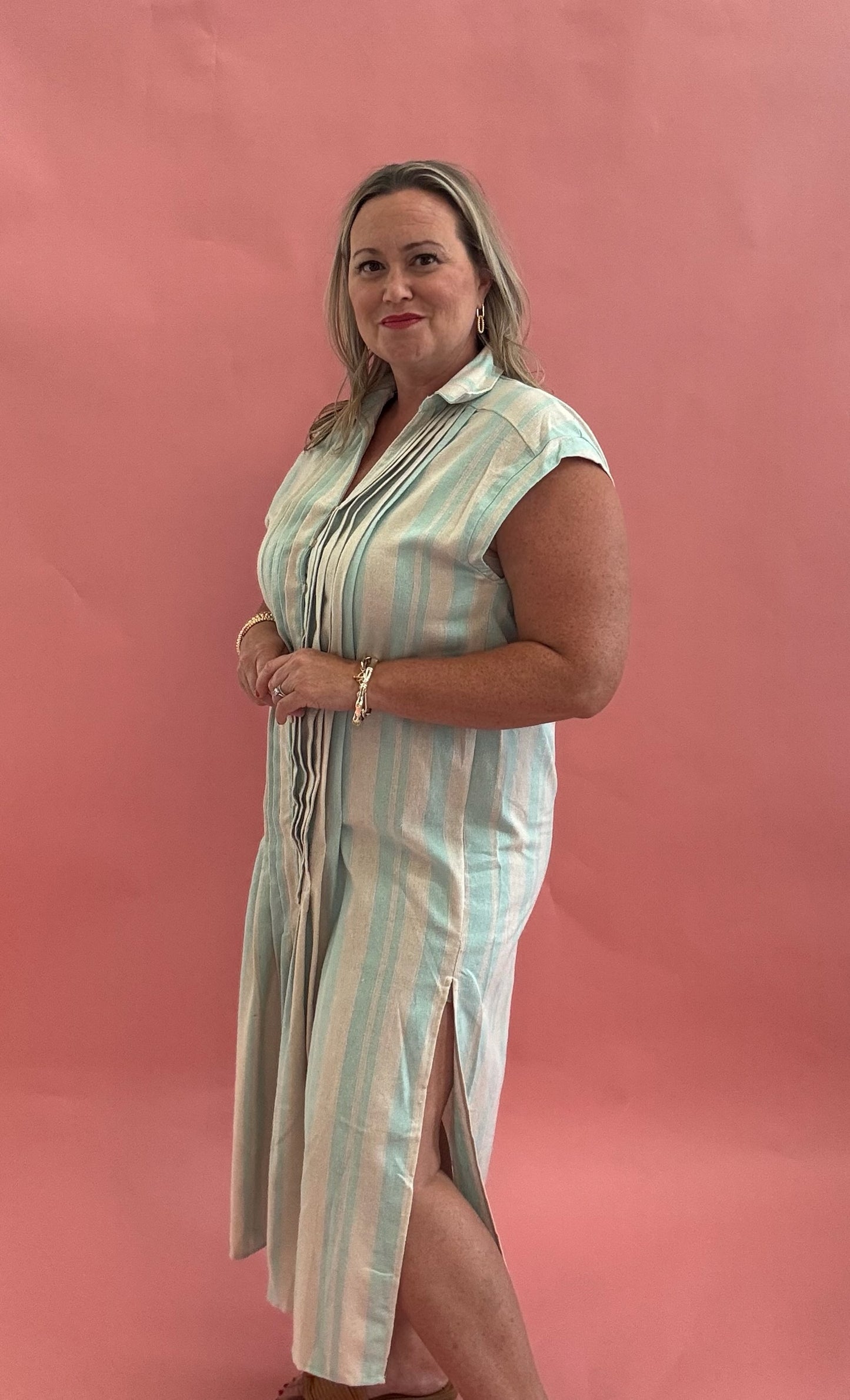 30A Days Cap Sleeve Shirt Dress