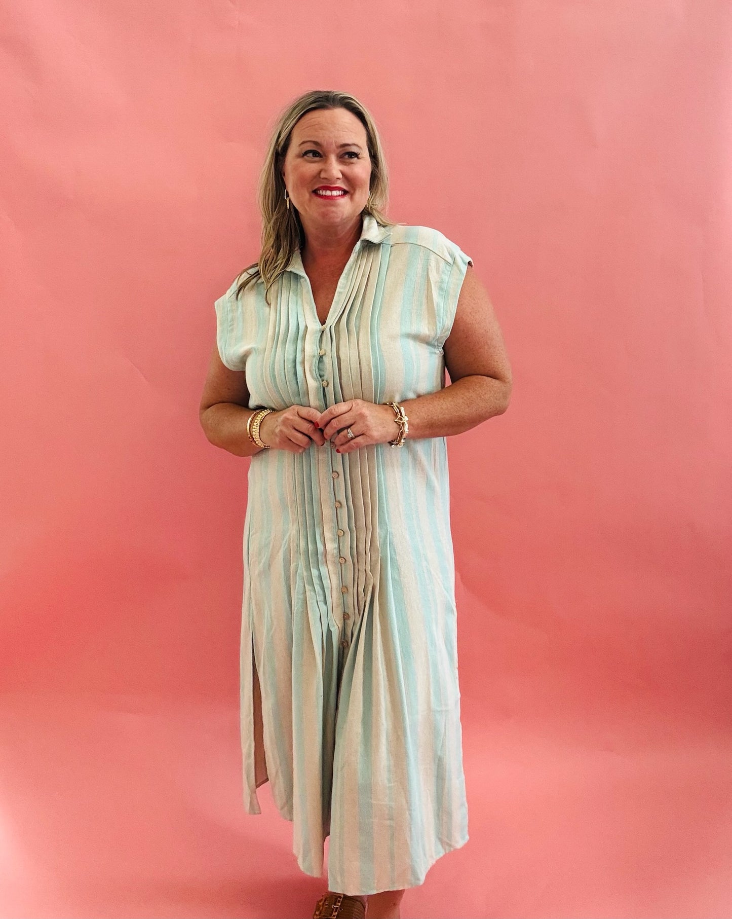 30A Days Cap Sleeve Shirt Dress