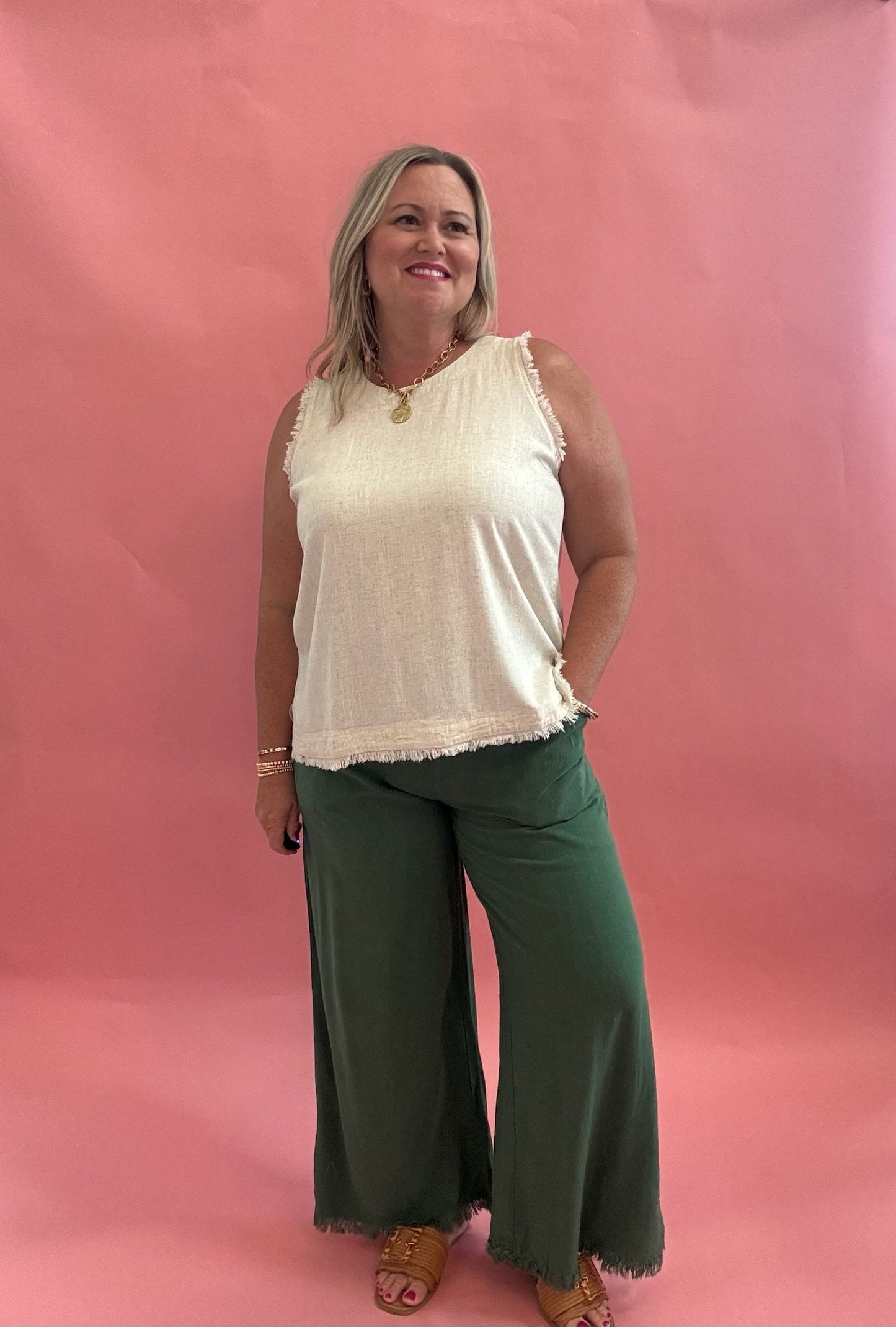 Royal Palm Frayed Wide Leg Pants