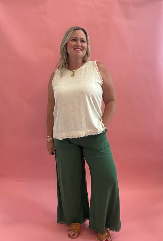 Royal Palm Frayed Wide Leg Pants