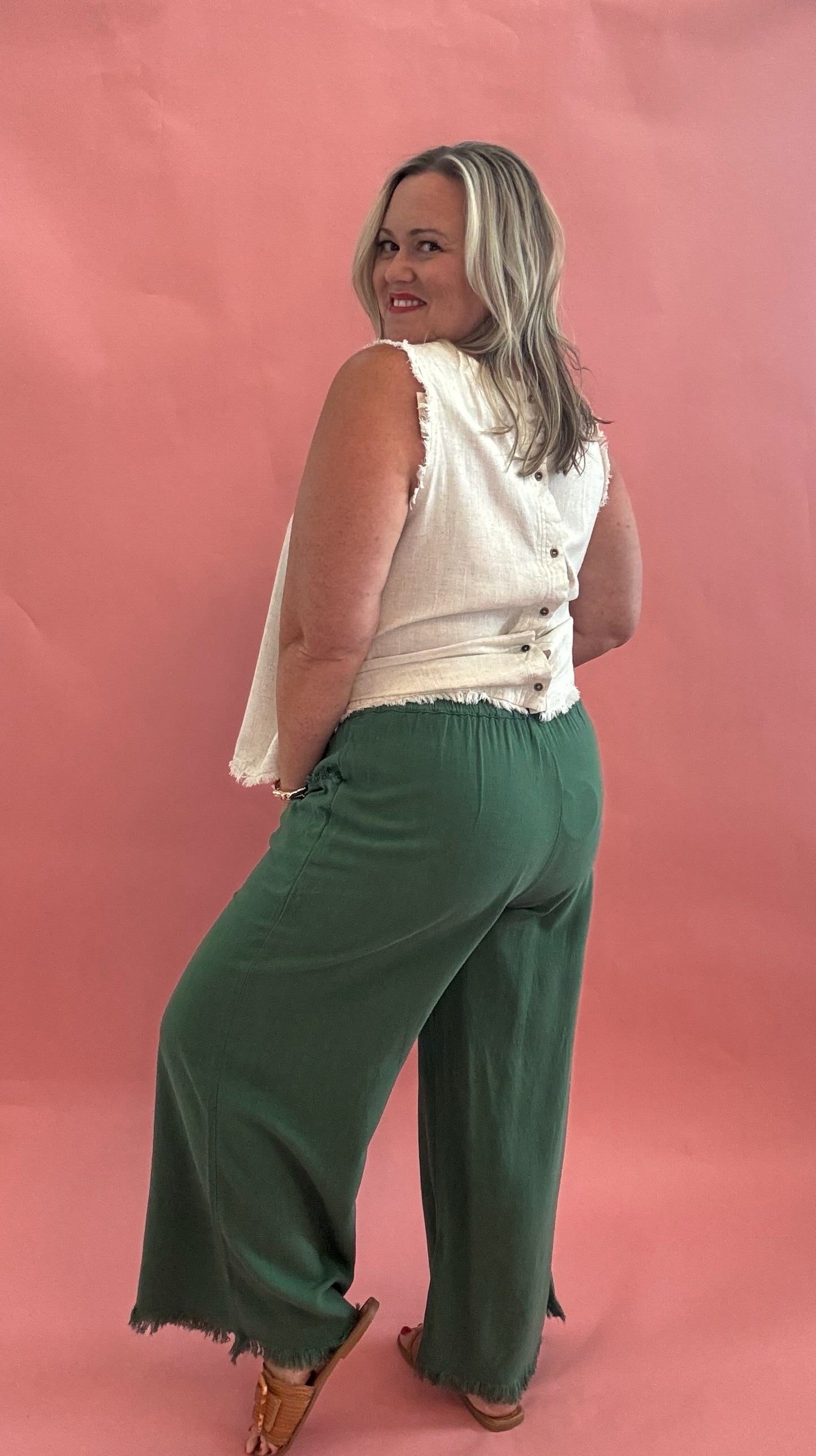Royal Palm Frayed Wide Leg Pants