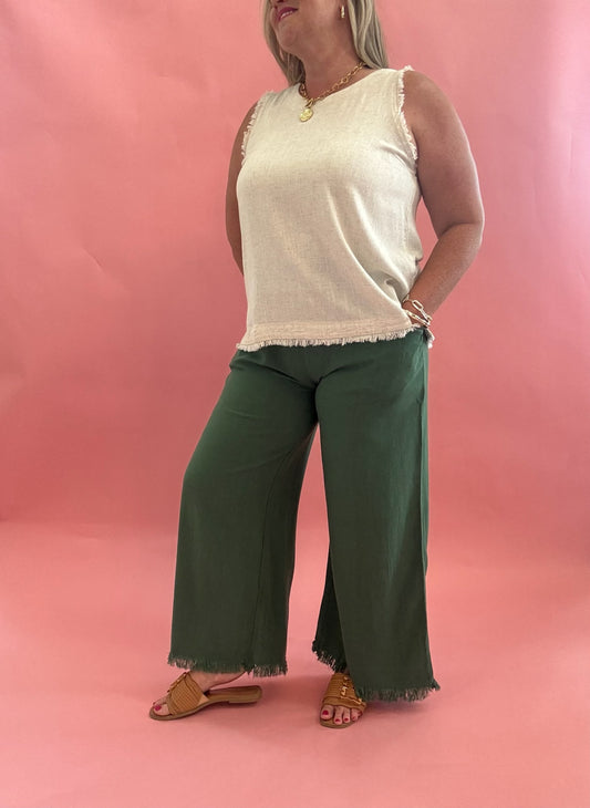 Royal Palm Frayed Wide Leg Pants