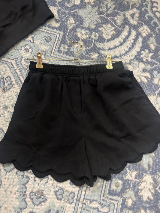 Black Scallop Trim Shorts