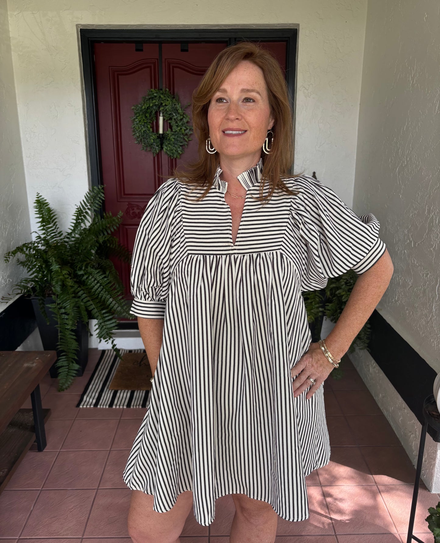 Amy Black & White Striped Dress