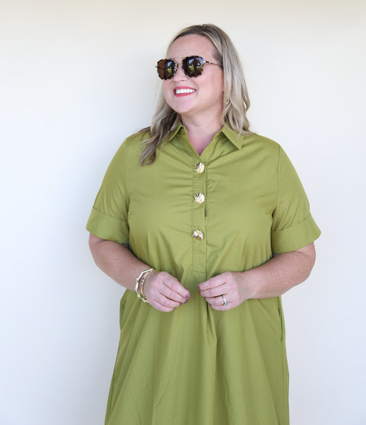 Olive Martini Midi Dress