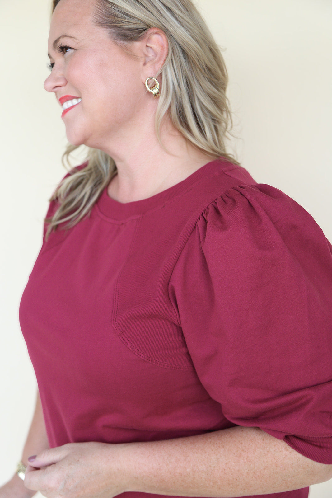 The Bordeaux Statement Sleeve Top