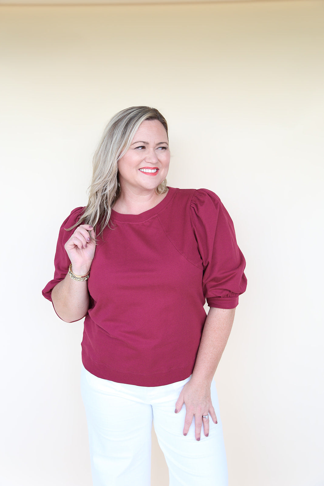 The Bordeaux Statement Sleeve Top