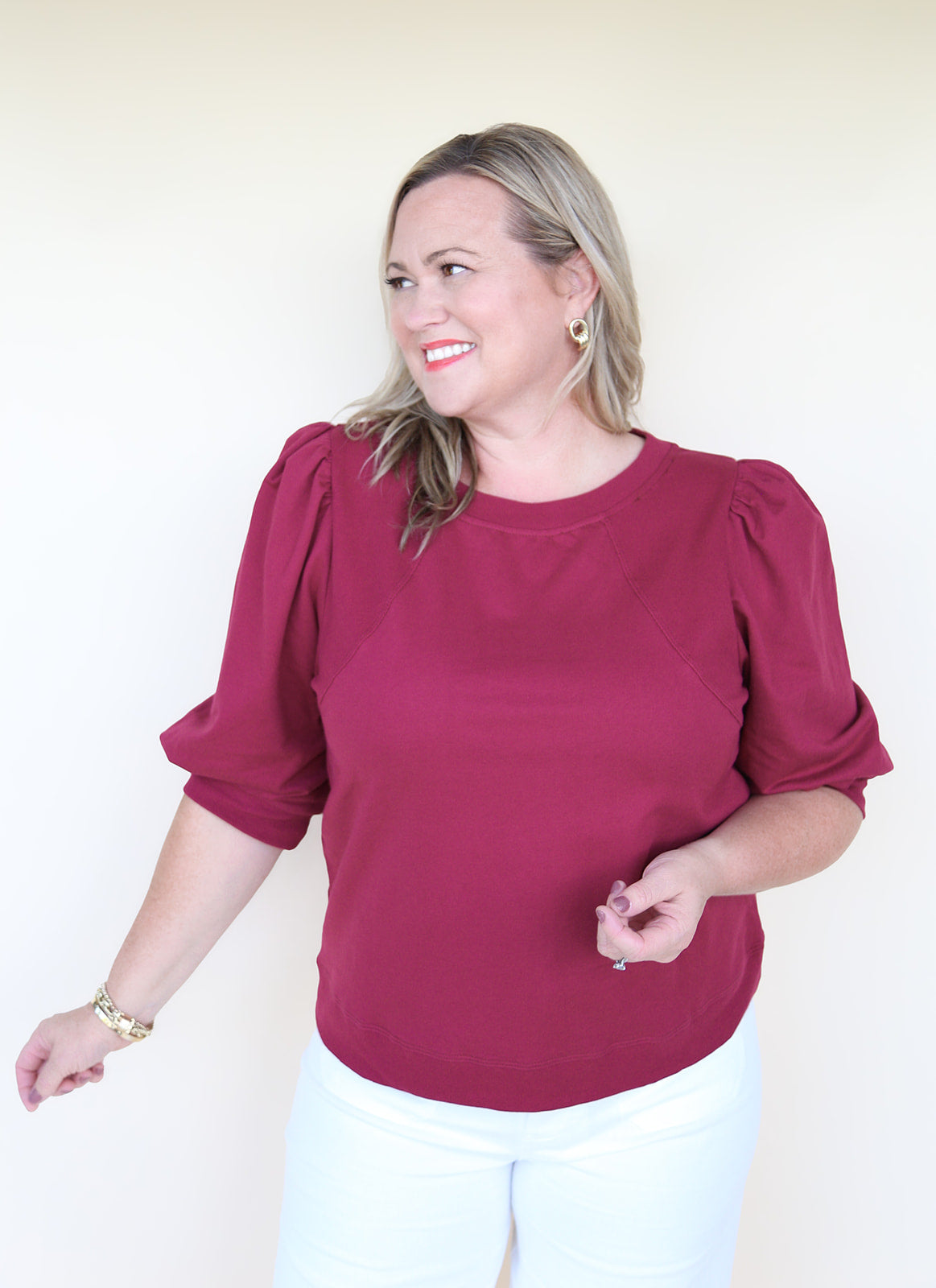 The Bordeaux Statement Sleeve Top