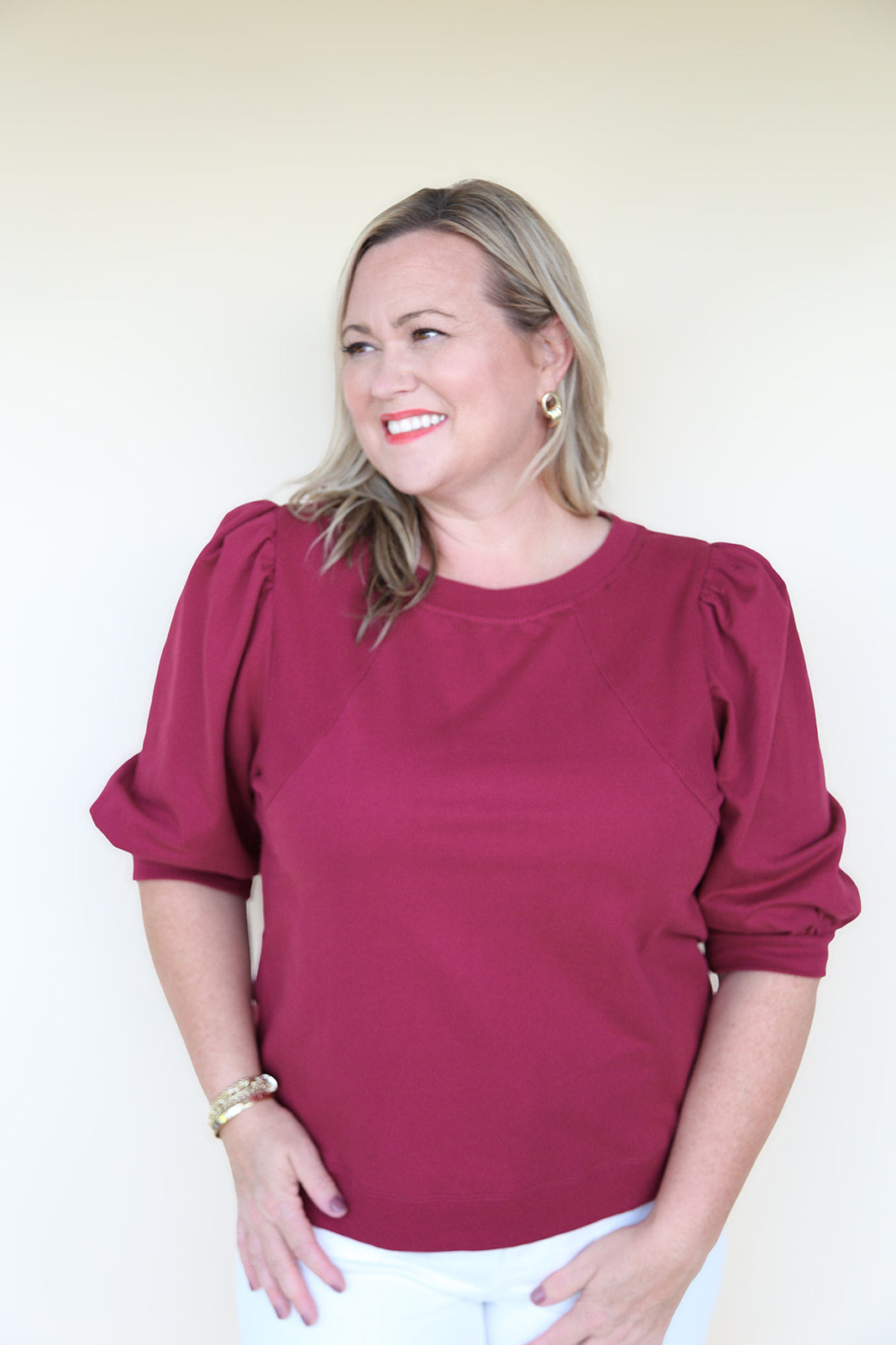 The Bordeaux Statement Sleeve Top