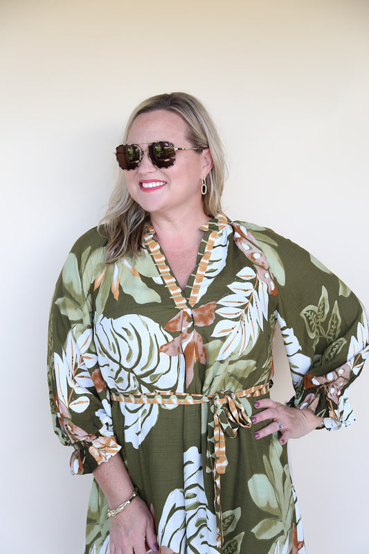 Olive Palms Maxi Dress
