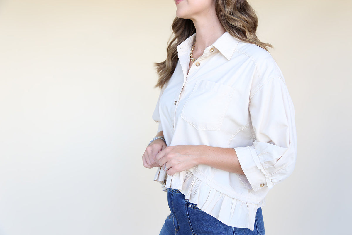 Bone Ruffled Oxford